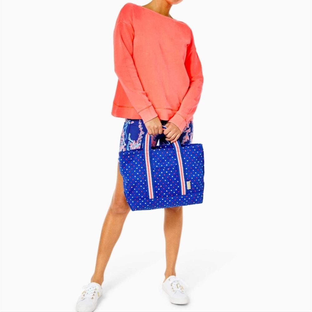 NWT Lilly Pulitzer Mini Mercato Tote Borealis Blue Lilly Squared Shopper